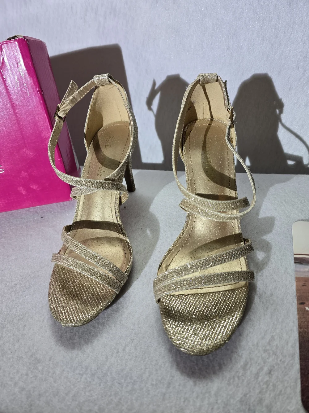 Dream Pairs Gold Glitter Strappy High Heel Sandals Size 7.5
